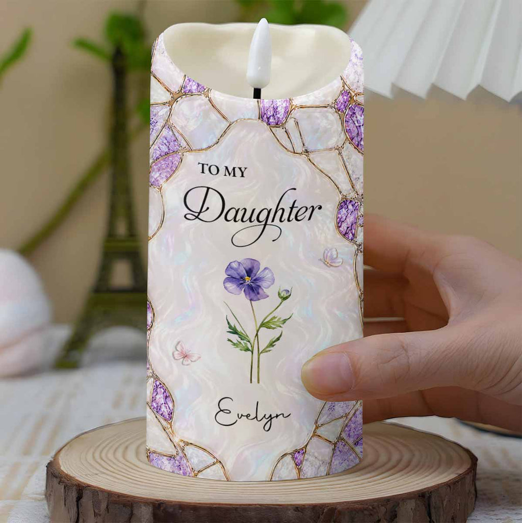 Personalized LED Candle Custom Flower Gift for Daughter LED Candle GradoCreations