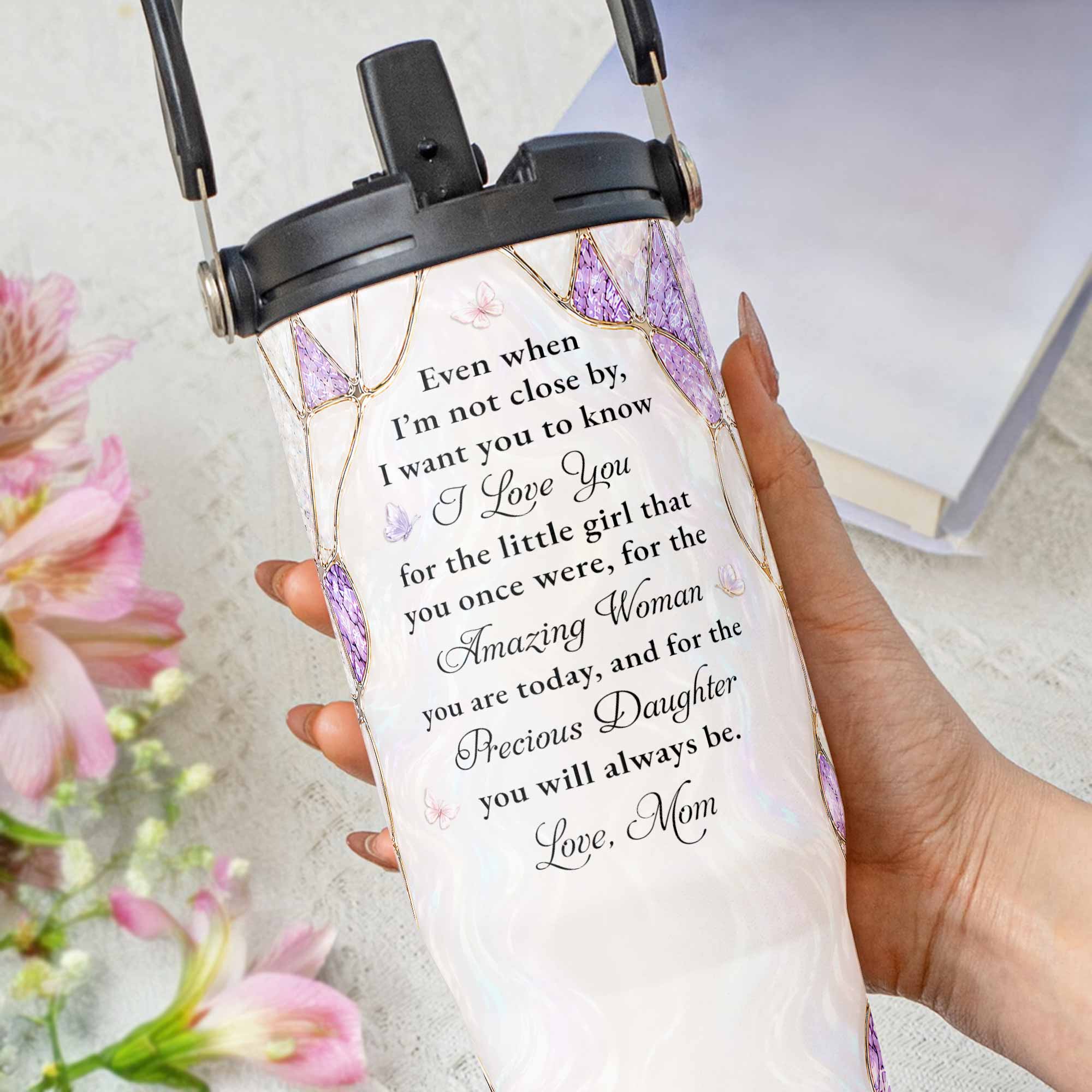 Personalized 30oz Tumbler for Daughter Custom Birth Month Flower Gift Tumbler With Handle GradoCreations