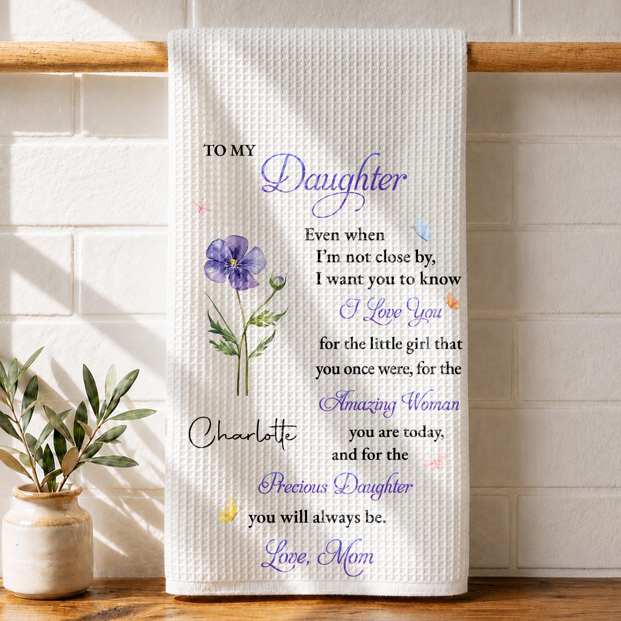 Personalized Kitchen Towel Custom Message Gift for Daughter Kitchen Towel GradoCreations