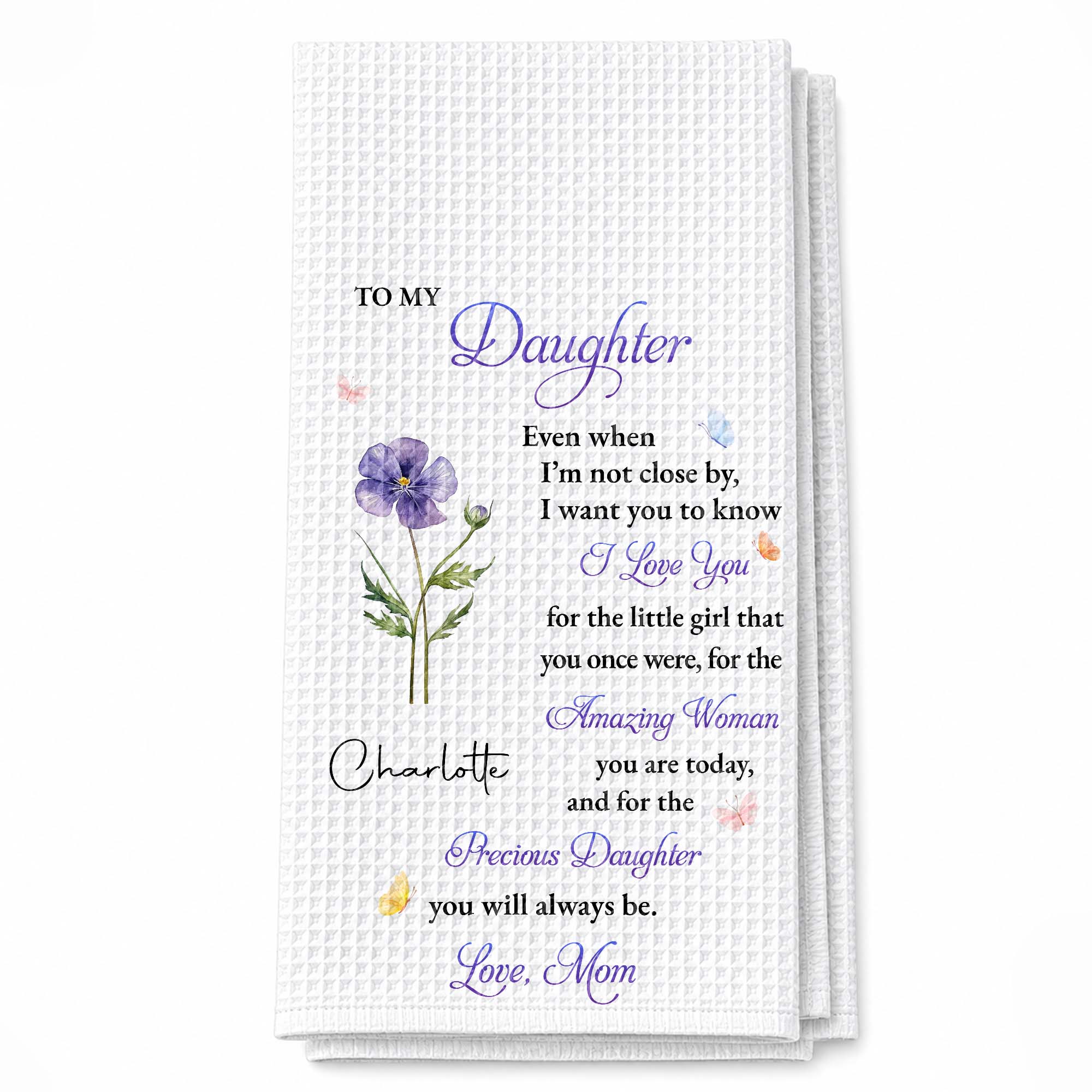 Personalized Kitchen Towel Custom Message Gift for Daughter Kitchen Towel GradoCreations