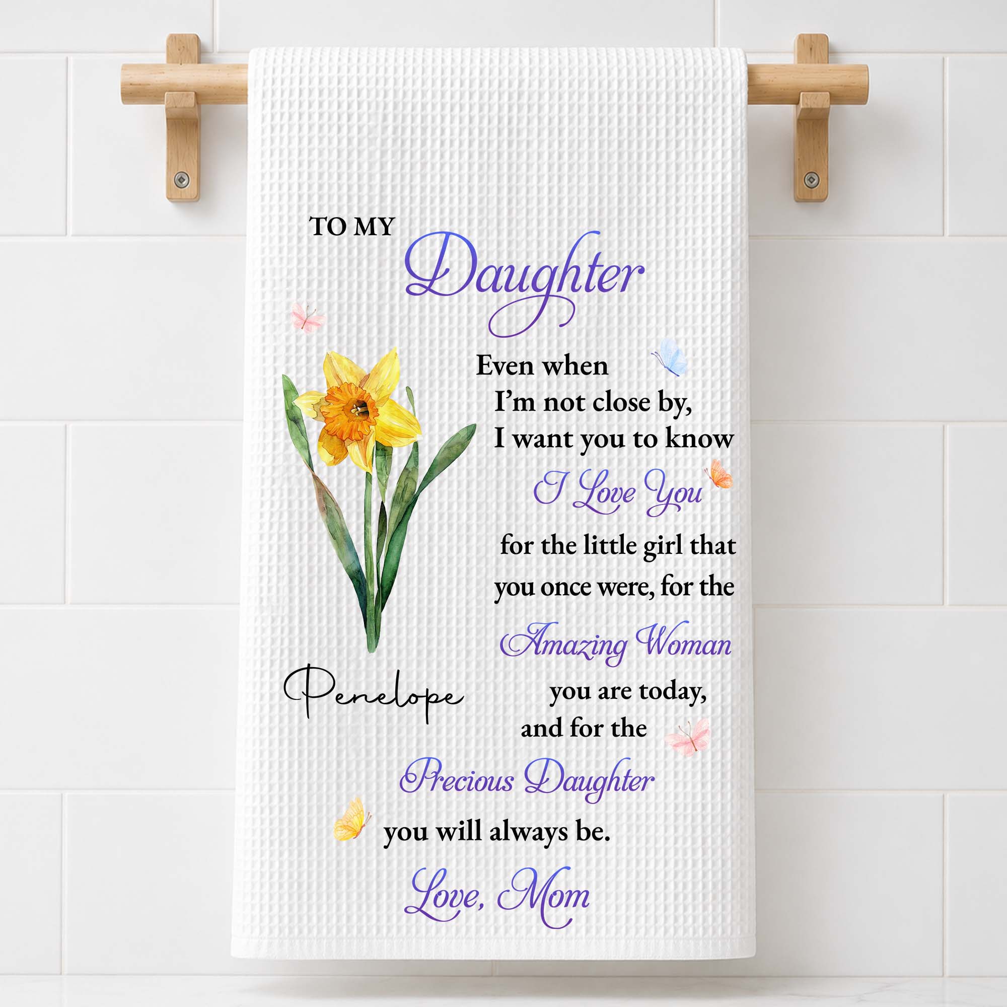 Personalized Kitchen Towel Custom Message Gift for Daughter Kitchen Towel GradoCreations