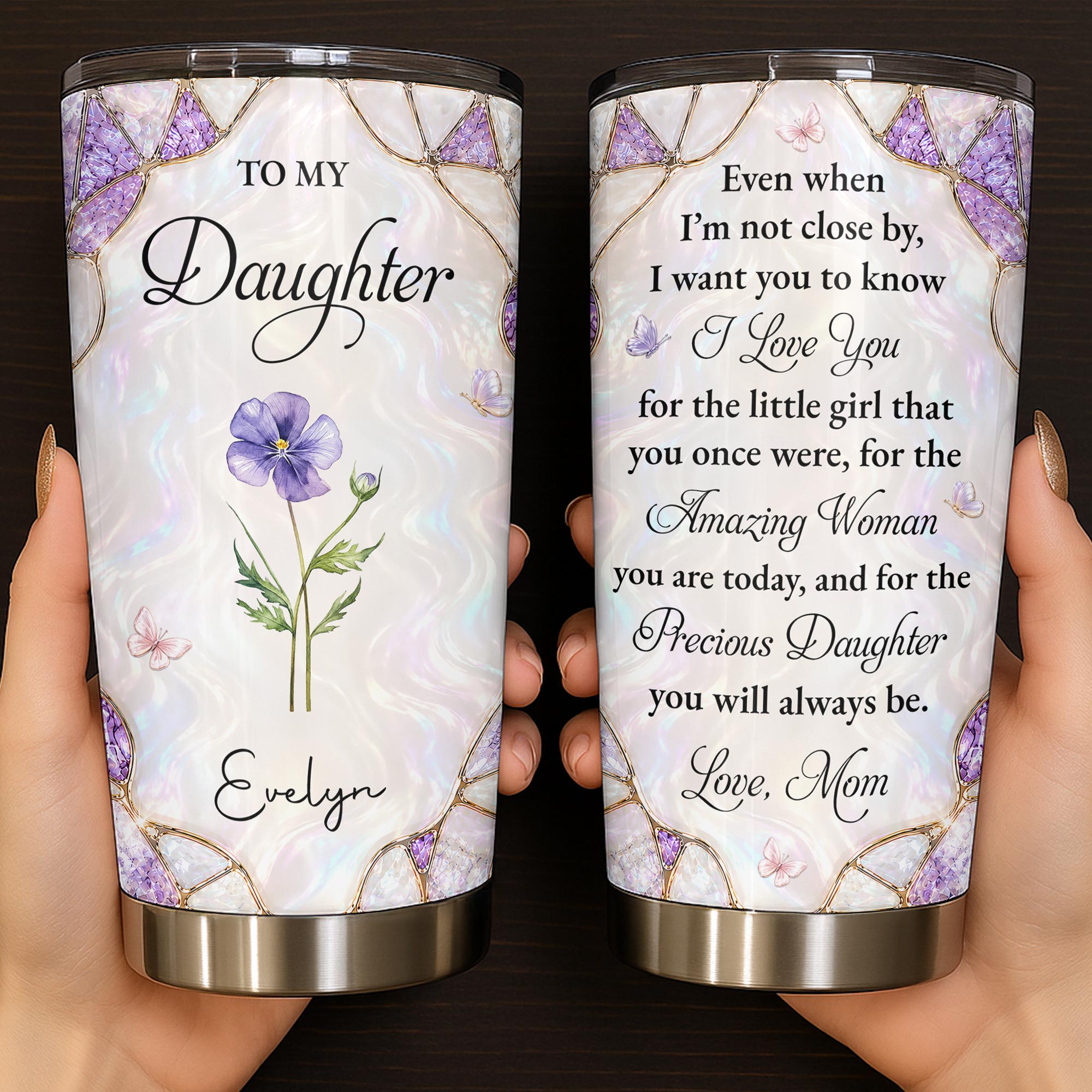 Personalized 20oz Stainless Steel Tumbler Custom Gift for Daughter 20oz Tumbler GradoCreations