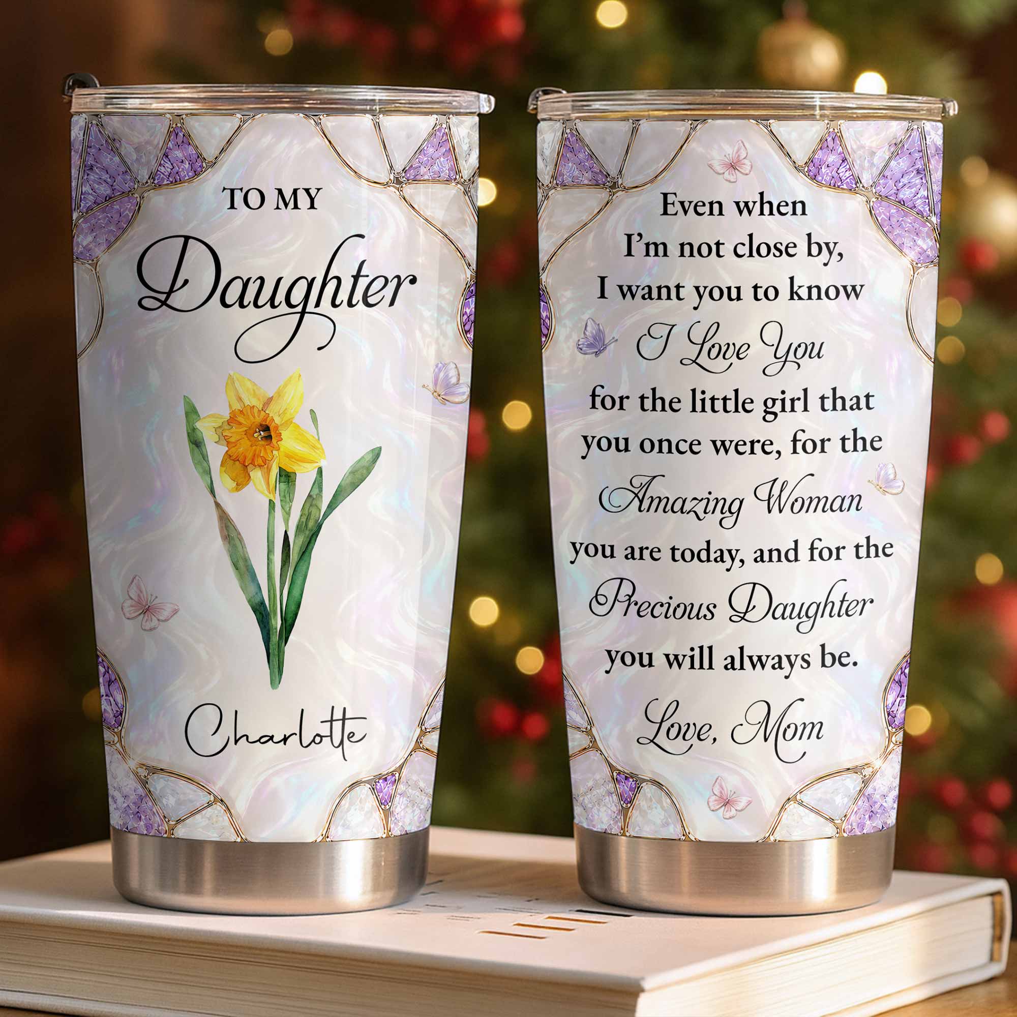 Personalized 20oz Stainless Steel Tumbler Custom Gift for Daughter 20oz Tumbler GradoCreations