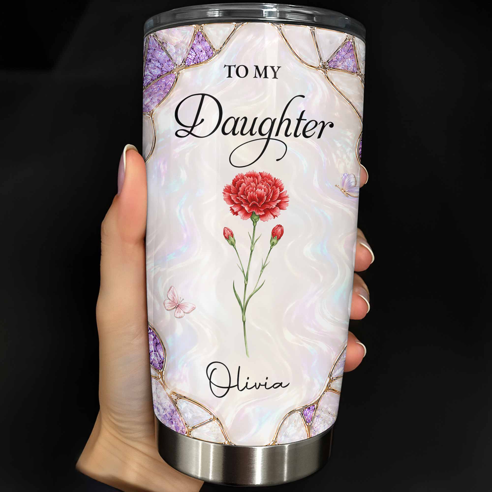 Personalized 20oz Stainless Steel Tumbler Custom Gift for Daughter 20oz Tumbler GradoCreations
