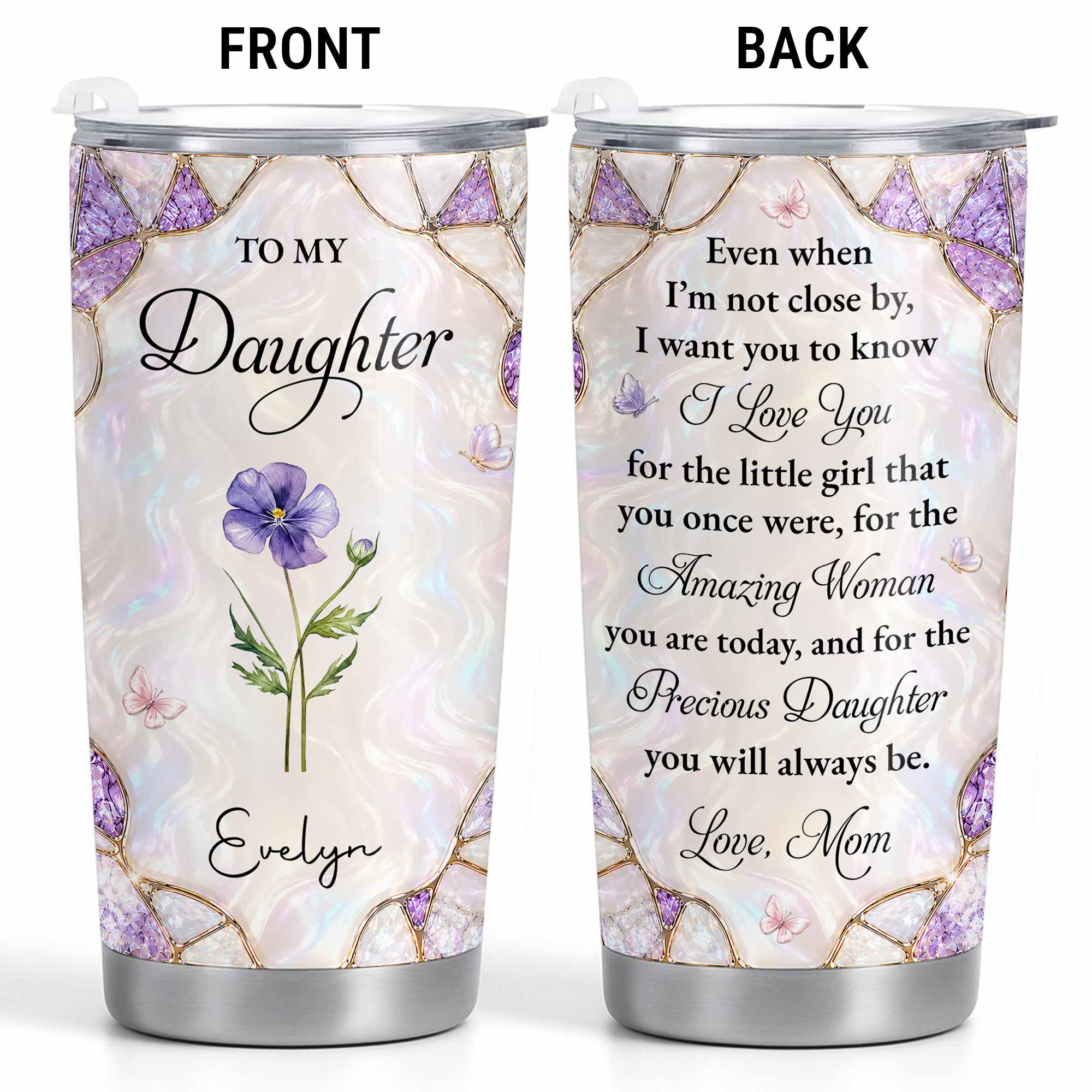 Personalized 20oz Stainless Steel Tumbler Custom Gift for Daughter 20oz Tumbler GradoCreations