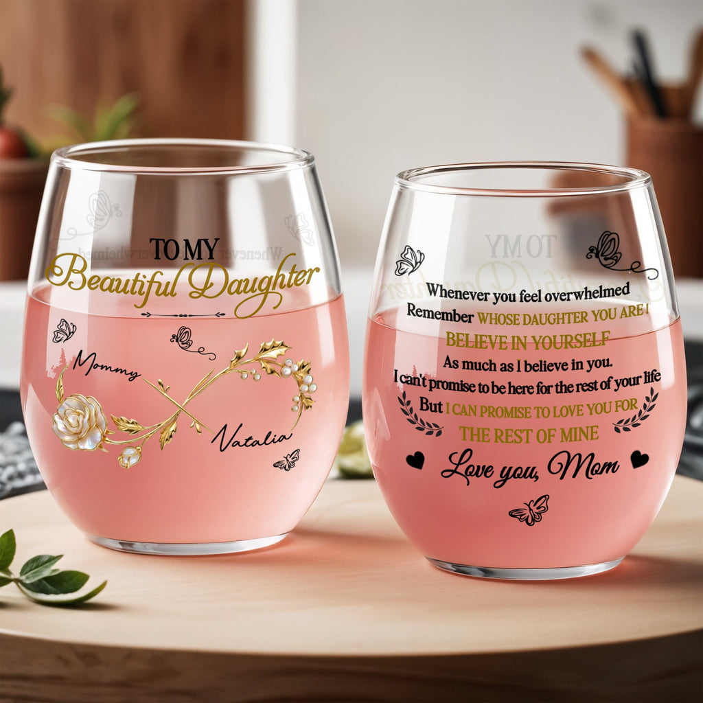 Personalized Stemless Wine Glass Custom Name Gift for Daughter Wine Glasses GradoCreations