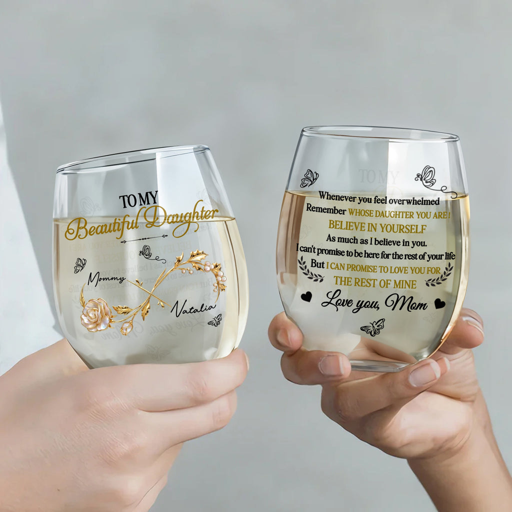 Personalized Stemless Wine Glass Custom Name Gift for Daughter Wine Glasses GradoCreations