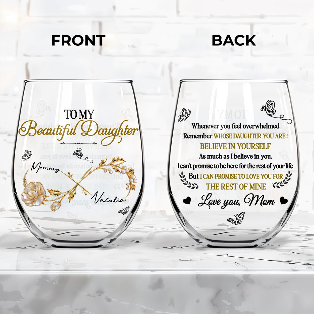 Personalized Stemless Wine Glass Custom Name Gift for Daughter Wine Glasses GradoCreations