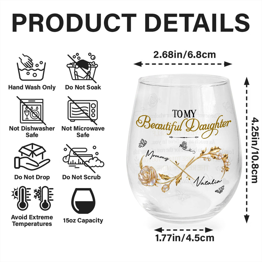 Personalized Stemless Wine Glass Custom Name Gift for Daughter Wine Glasses GradoCreations
