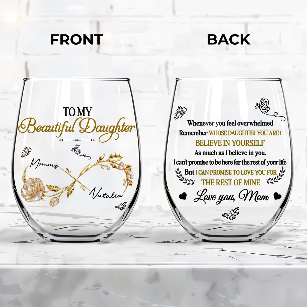 Personalized Stemless Wine Glass Custom Name Gift for Daughter Wine Glasses GradoCreations