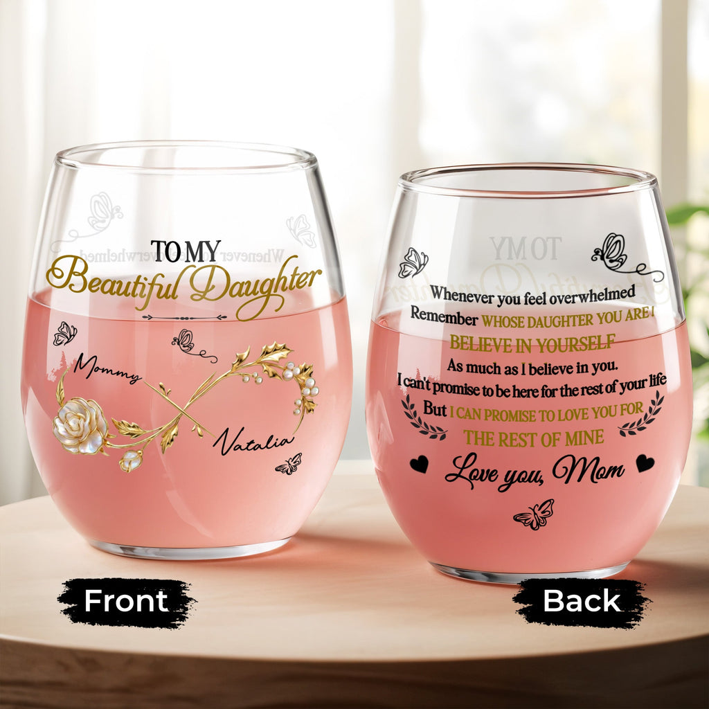 Personalized Stemless Wine Glass Custom Name Gift for Daughter Wine Glasses GradoCreations