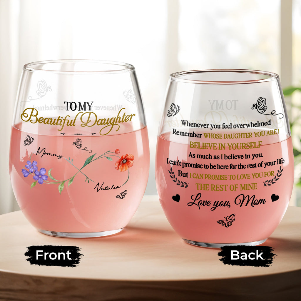 Personalized Stemless Wine Glass Custom Name for Daughter Gift Wine Glasses GradoCreations