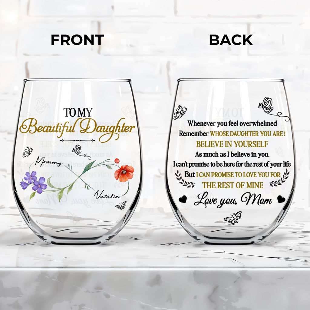 Personalized Stemless Wine Glass Custom Name for Daughter Gift Wine Glasses GradoCreations