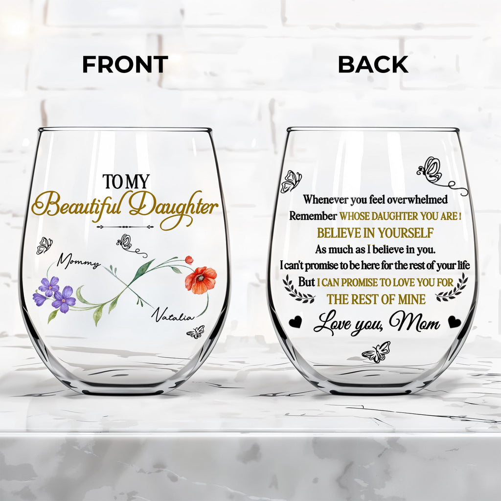 Personalized Stemless Wine Glass Custom Name for Daughter Gift Wine Glasses GradoCreations