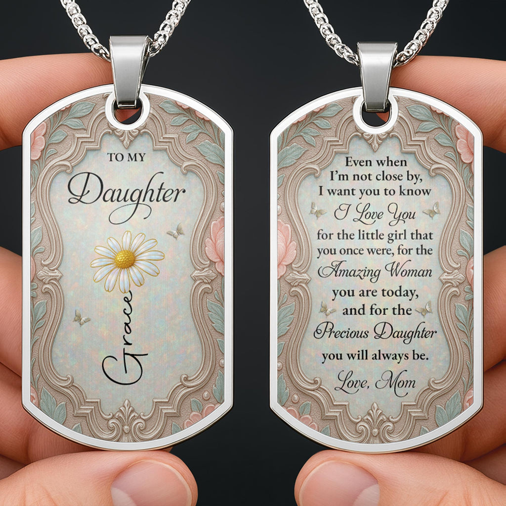 Personalized Stainless Steel Dog Tag Necklace for Daughter Gift Dog Tag Necklace GradoCreations