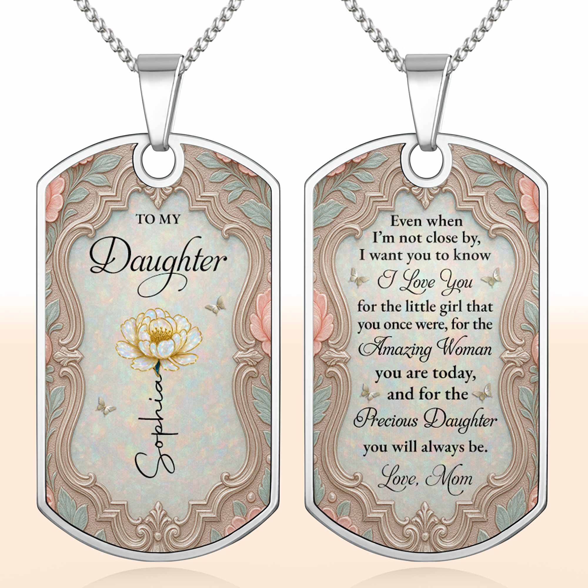 Personalized Stainless Steel Dog Tag Necklace for Daughter Gift Dog Tag Necklace GradoCreations