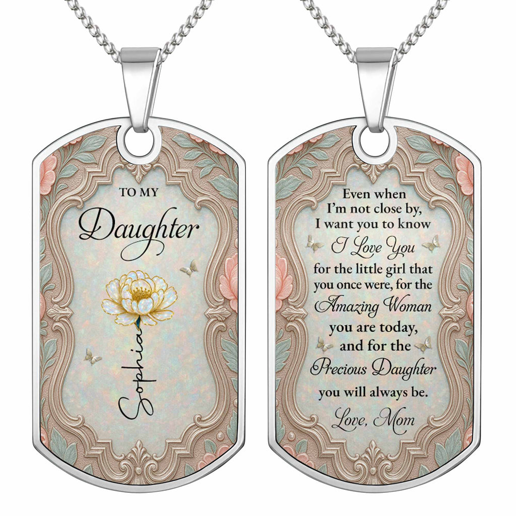 Personalized Stainless Steel Dog Tag Necklace for Daughter Gift Dog Tag Necklace GradoCreations