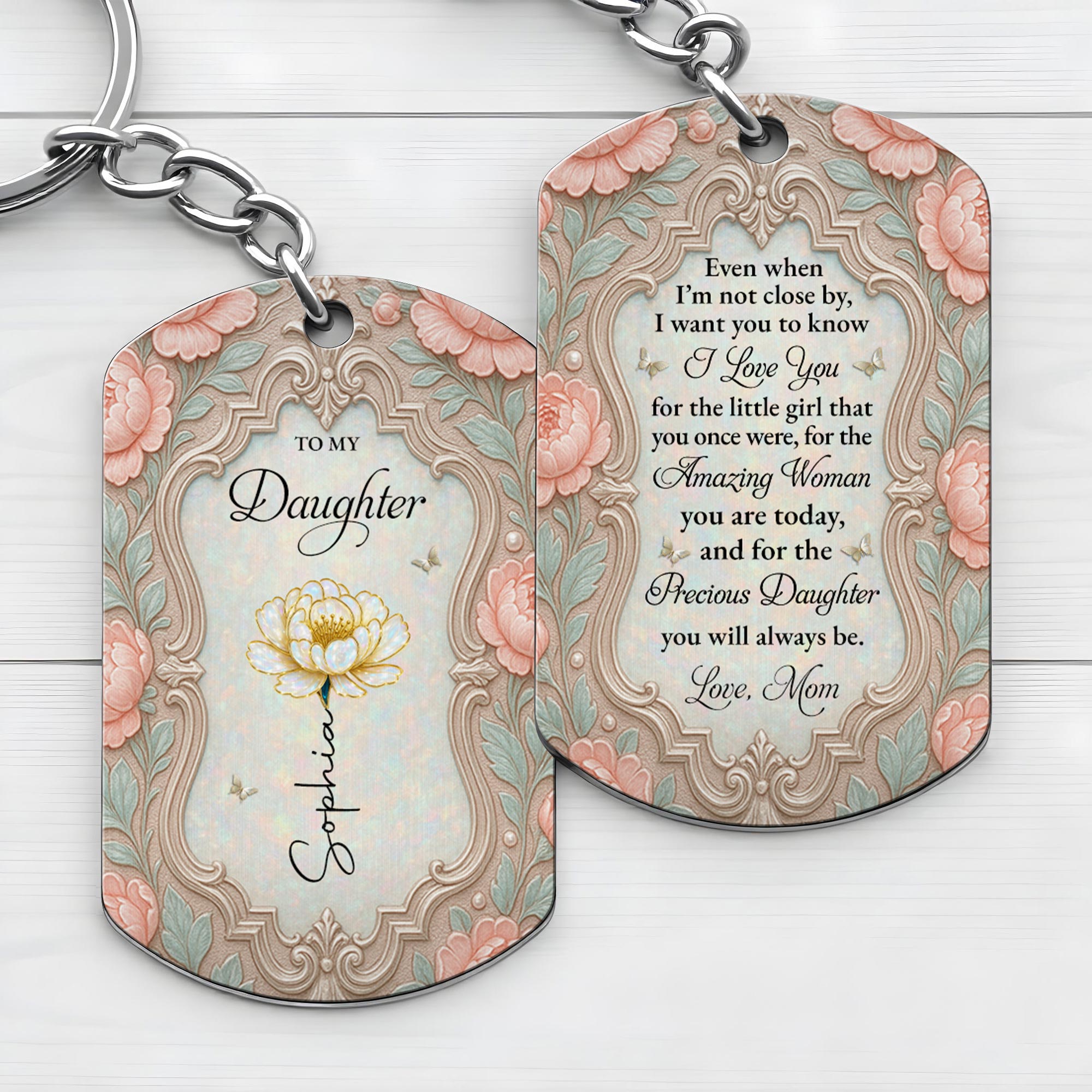 Personalized Stainless Steel Keychain for Daughter Gift Stainless Steel Keychain GradoCreations