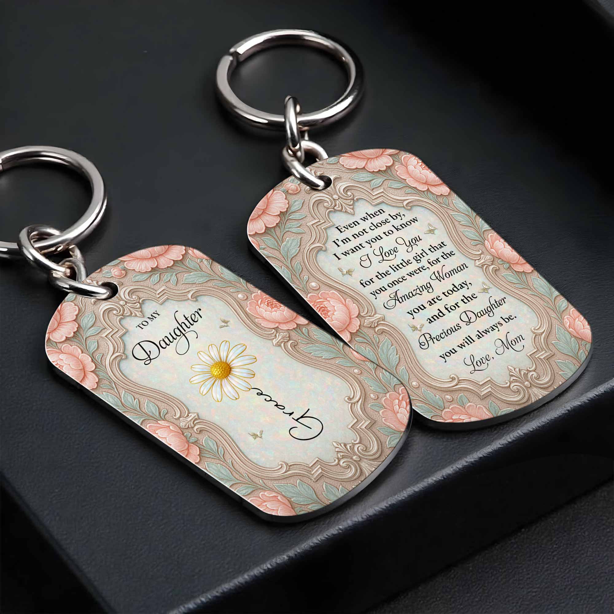 Personalized Stainless Steel Keychain for Daughter Gift Stainless Steel Keychain GradoCreations