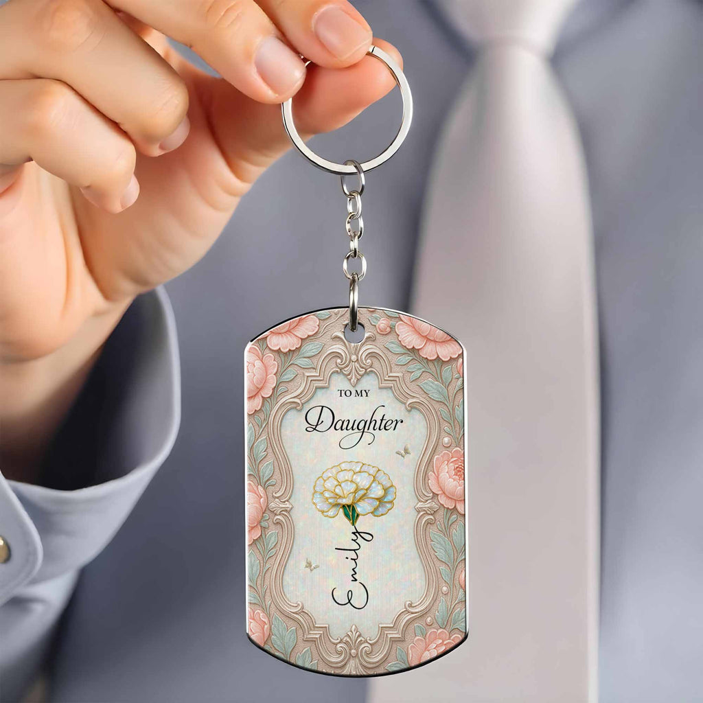 Personalized Stainless Steel Keychain for Daughter Gift Stainless Steel Keychain GradoCreations