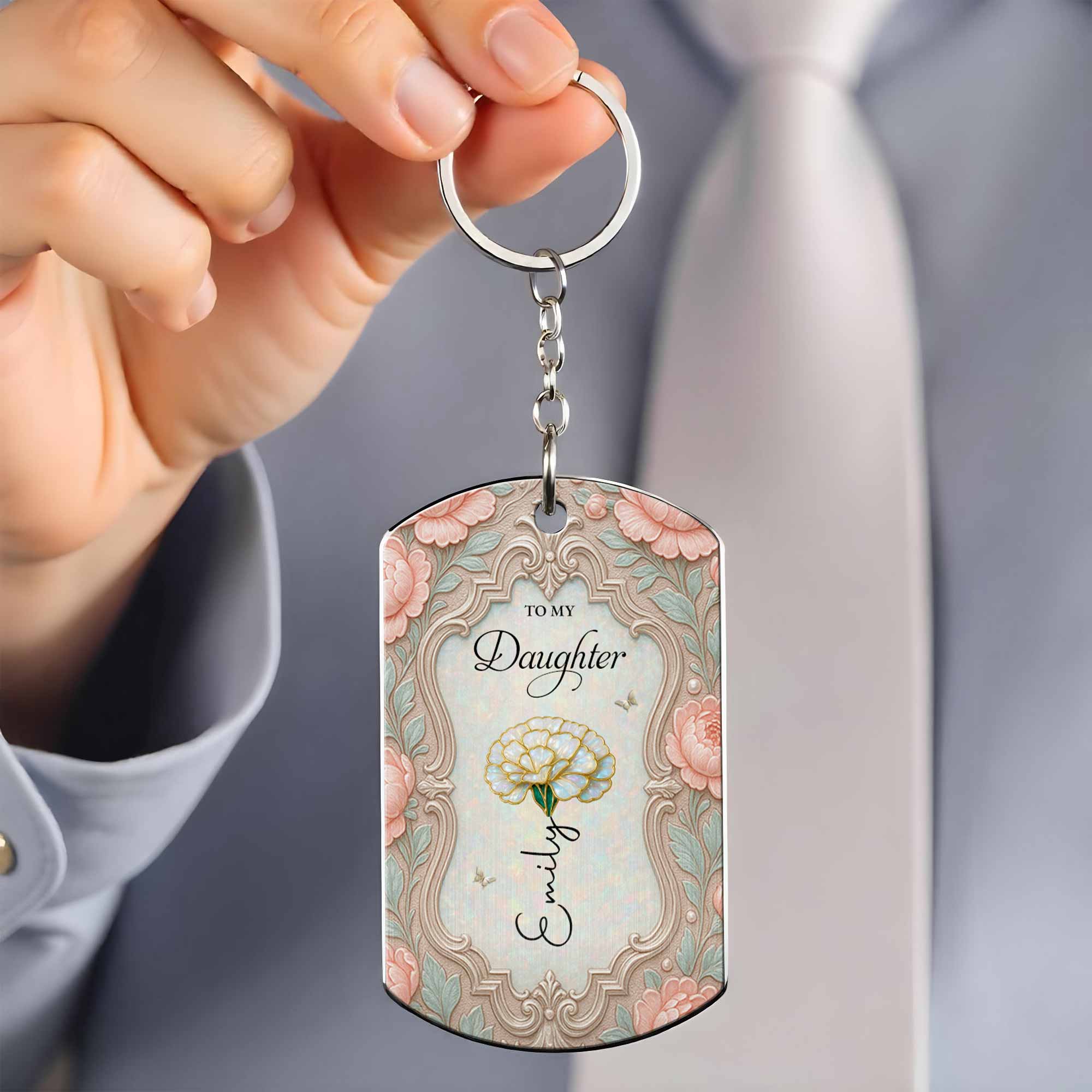 Personalized Stainless Steel Keychain for Daughter Gift Stainless Steel Keychain GradoCreations