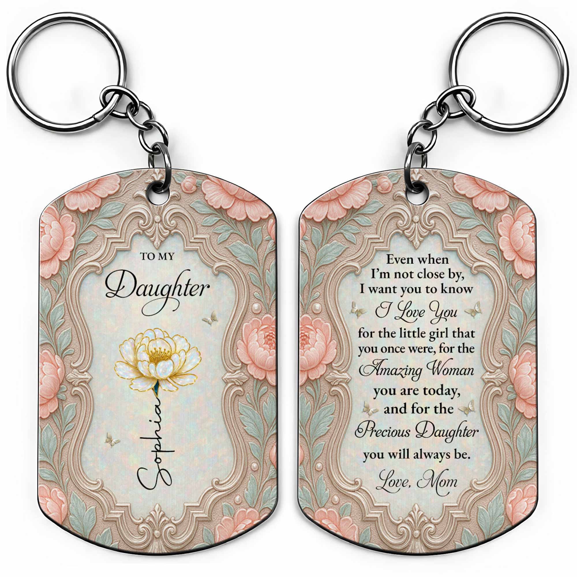 Personalized Stainless Steel Keychain for Daughter Gift Stainless Steel Keychain GradoCreations