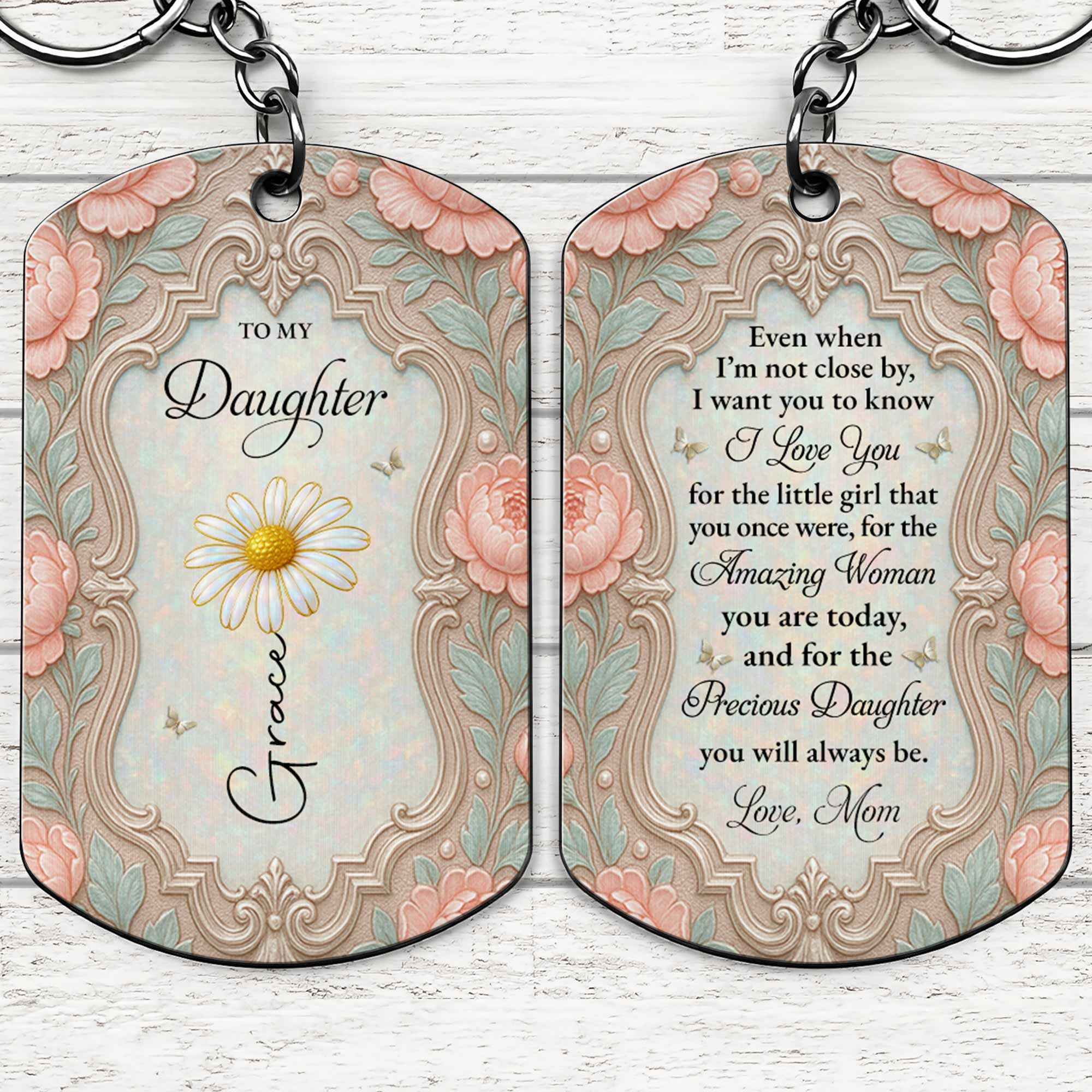 Personalized Stainless Steel Keychain for Daughter Gift Stainless Steel Keychain GradoCreations