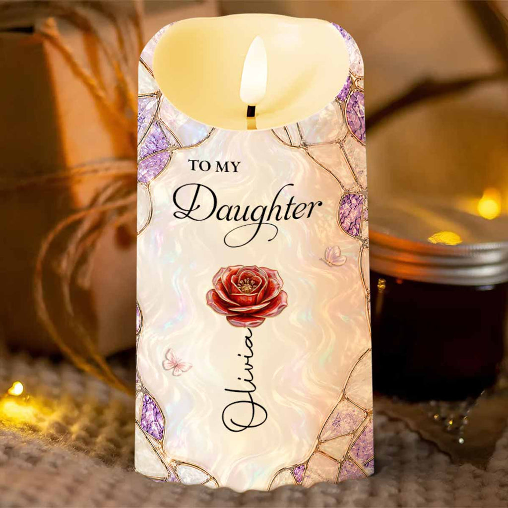 Personalized LED Candle Custom Birth Month Flowers Gift for Daughter LED Candle GradoCreations