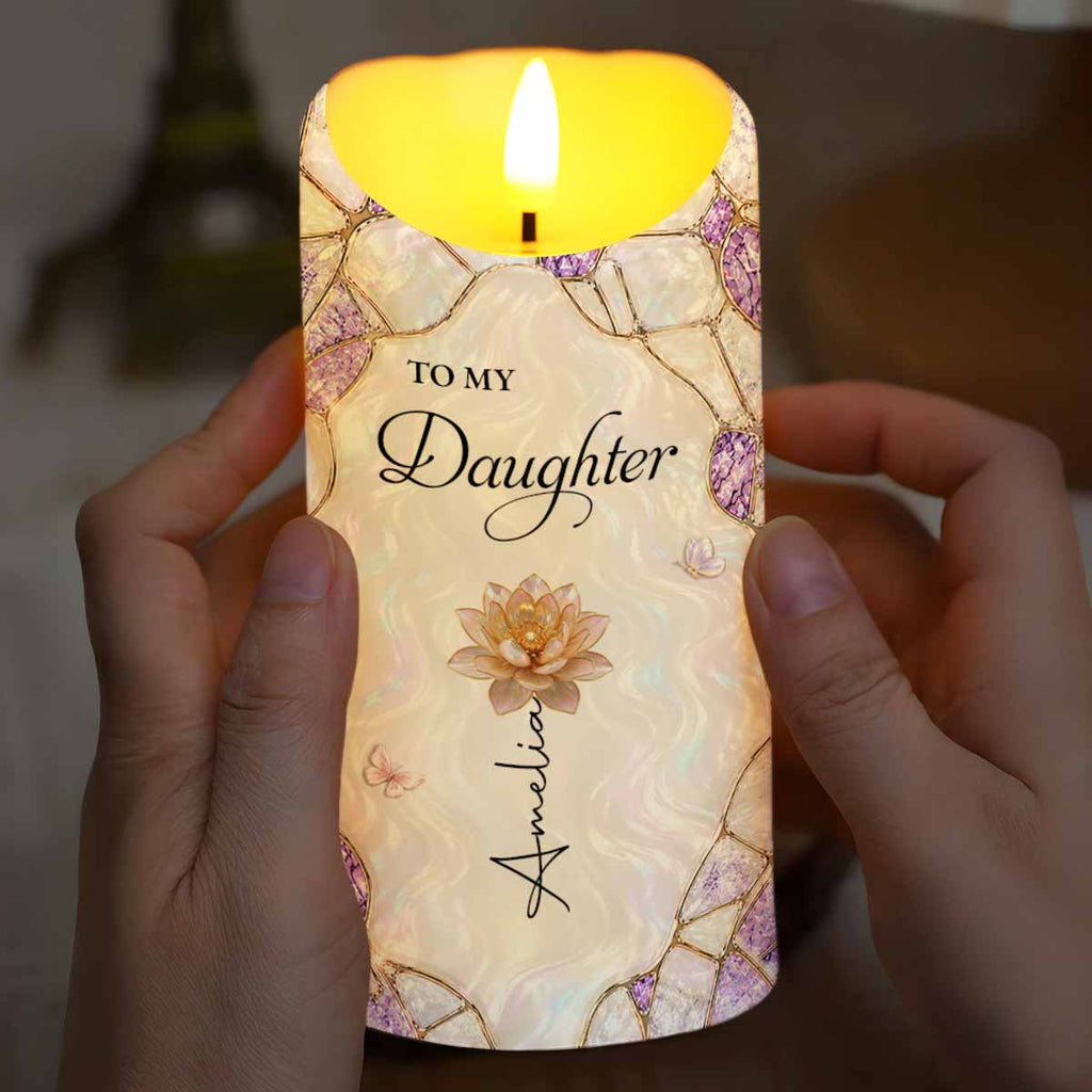 Personalized LED Candle Custom Birth Month Flowers Gift for Daughter LED Candle GradoCreations