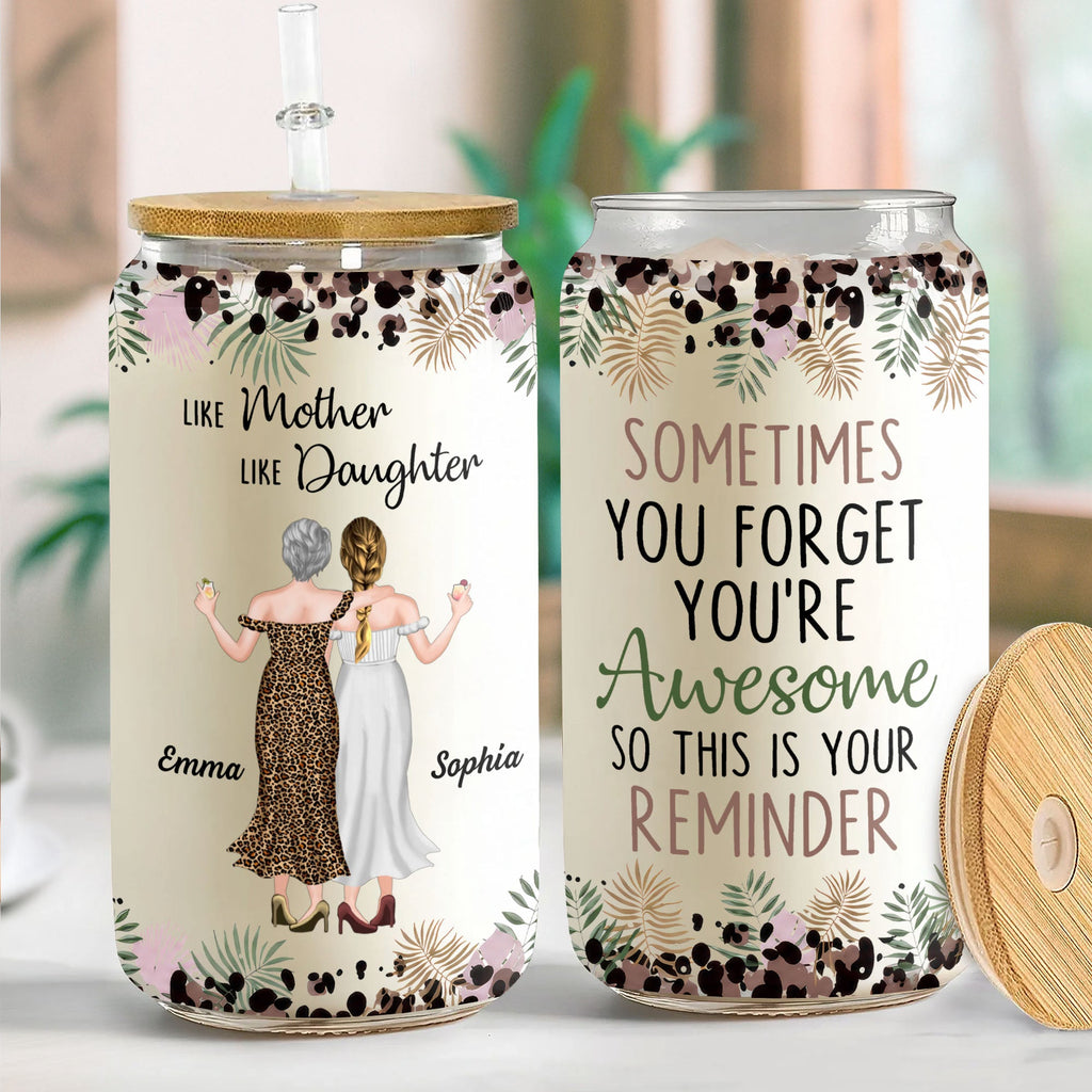 Personalized Clear Glass Can Custom Name Gift for Mom Clear Glass Can GradoCreations