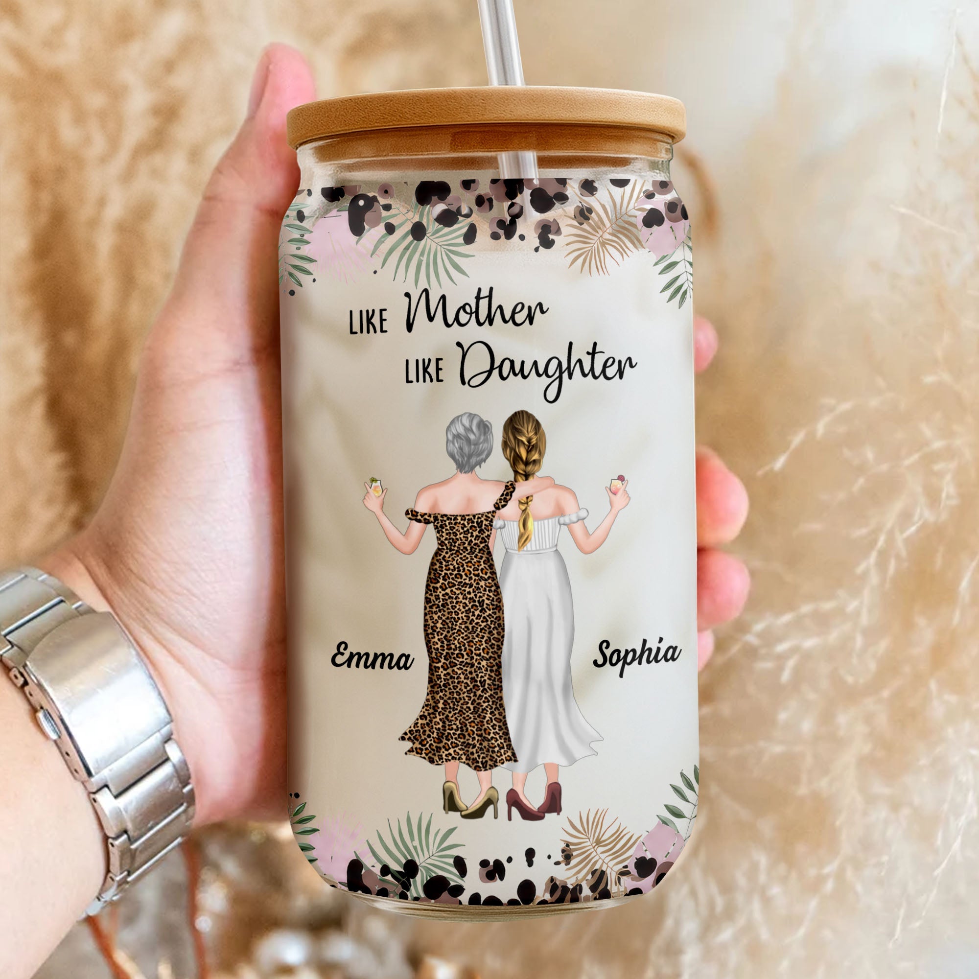 Personalized Clear Glass Can Custom Name Gift for Mom Clear Glass Can GradoCreations