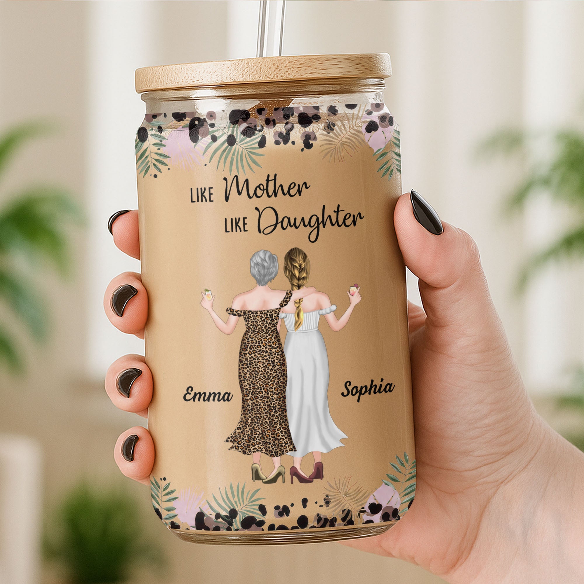 Personalized Clear Glass Can Custom Name Gift for Mom Clear Glass Can GradoCreations