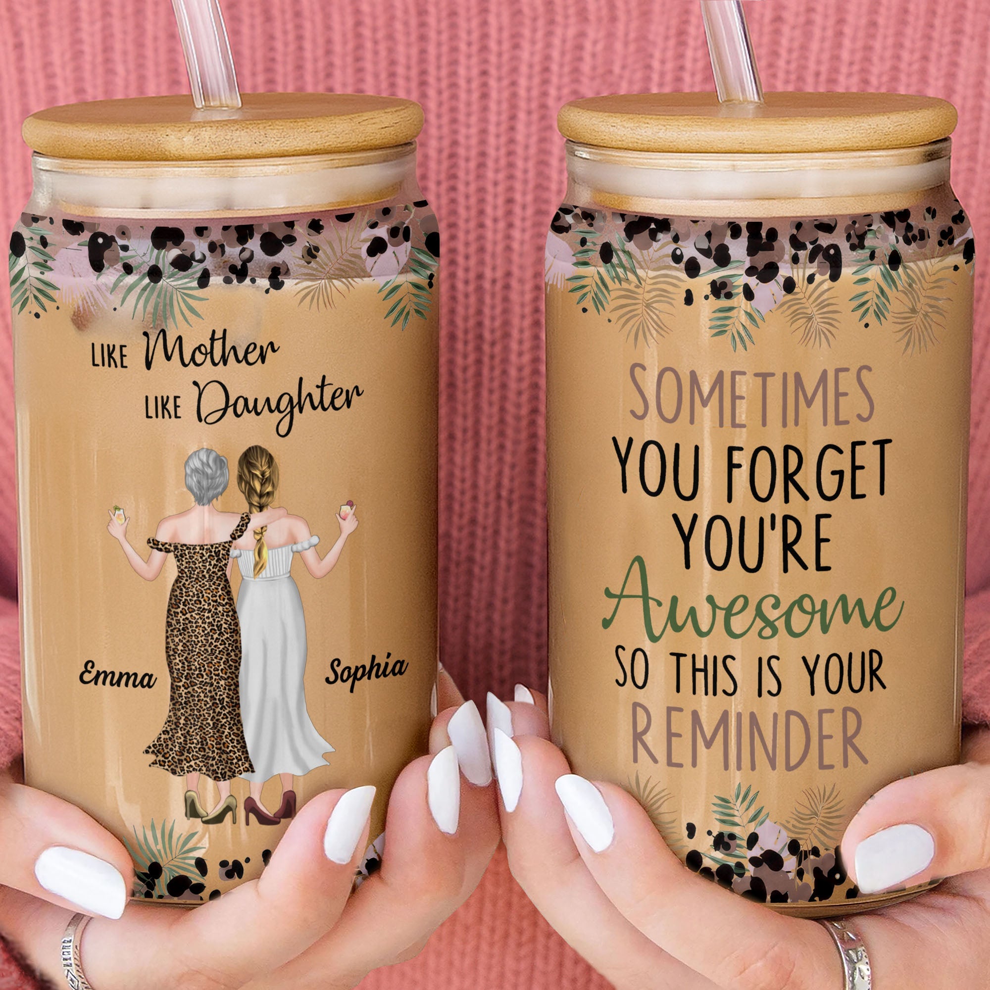 Personalized Clear Glass Can Custom Name Gift for Mom Clear Glass Can GradoCreations