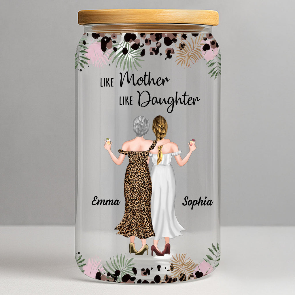 Personalized Clear Glass Can Custom Name Gift for Mom Clear Glass Can GradoCreations