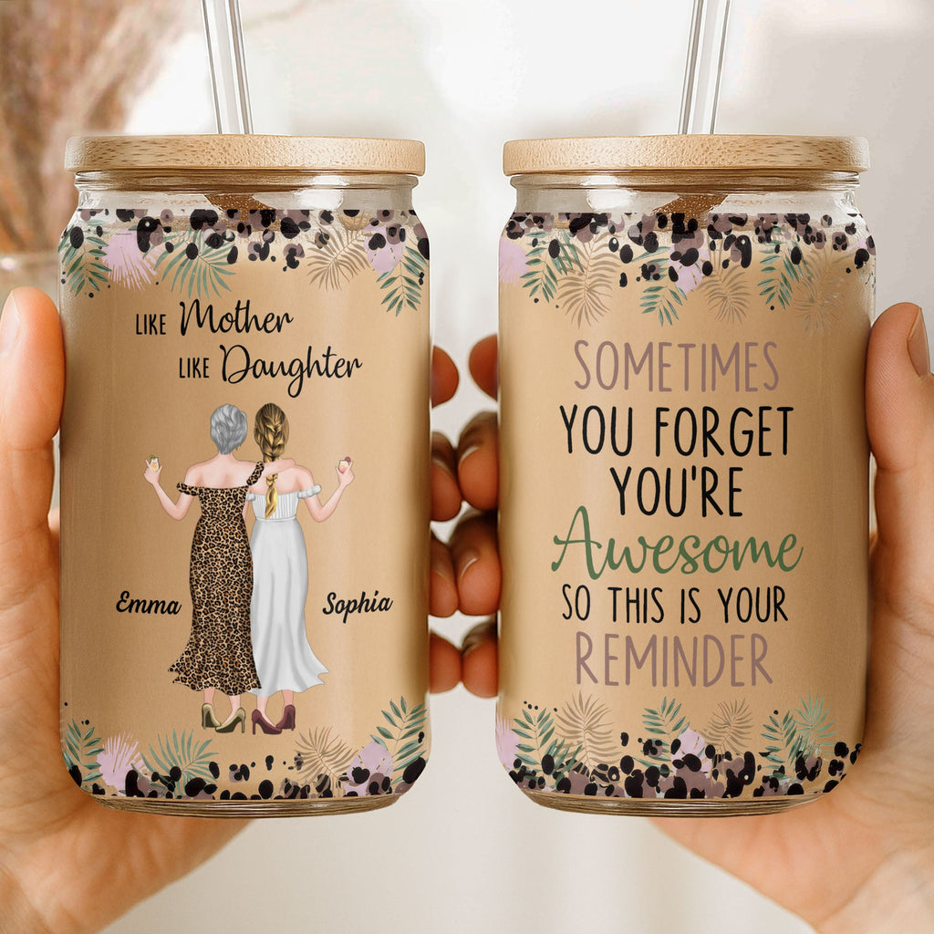 Personalized Clear Glass Can Custom Name Gift for Mom Clear Glass Can GradoCreations