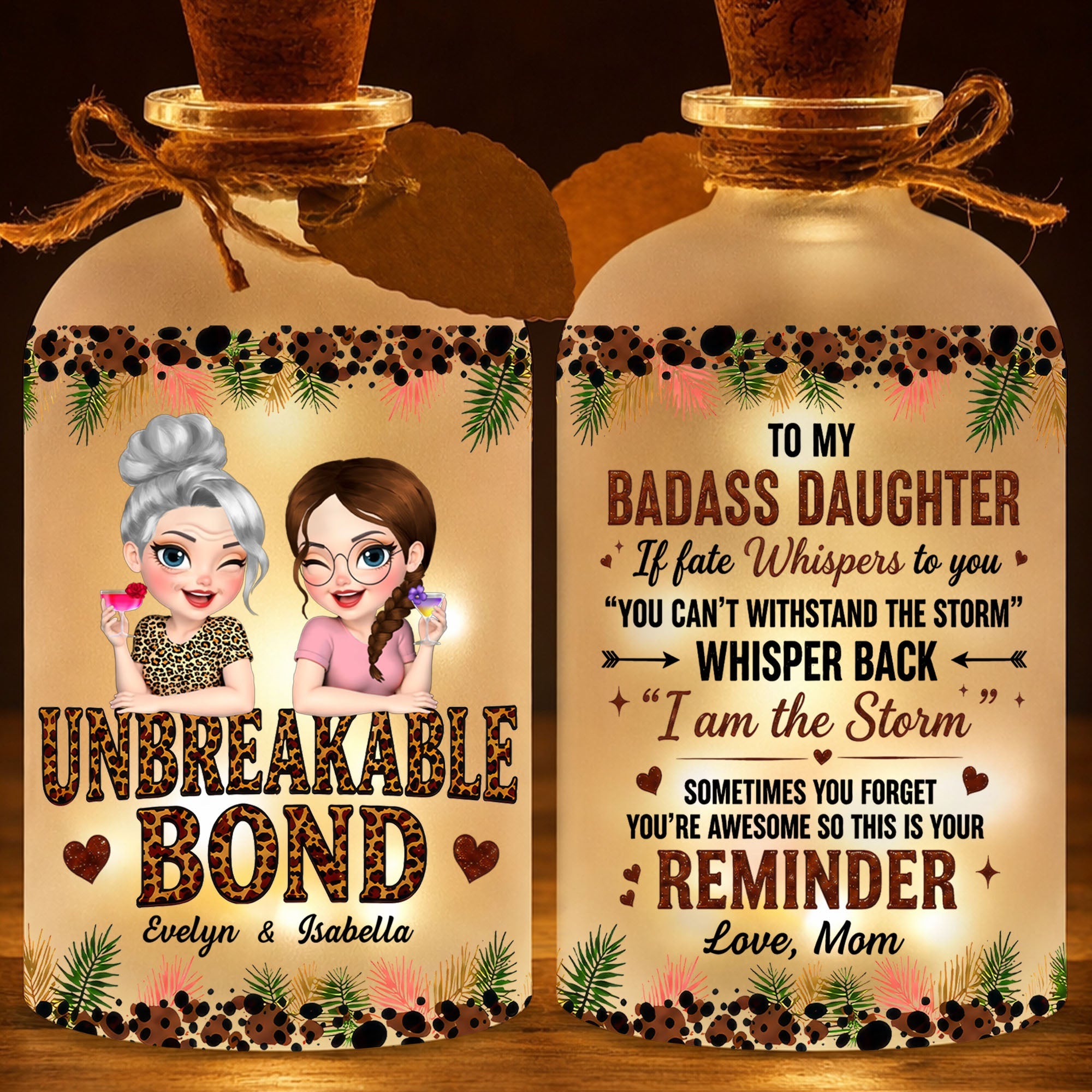 Personalized Short Bottle Light Custom Name Gift for Besties Short Bottle Light GradoCreations