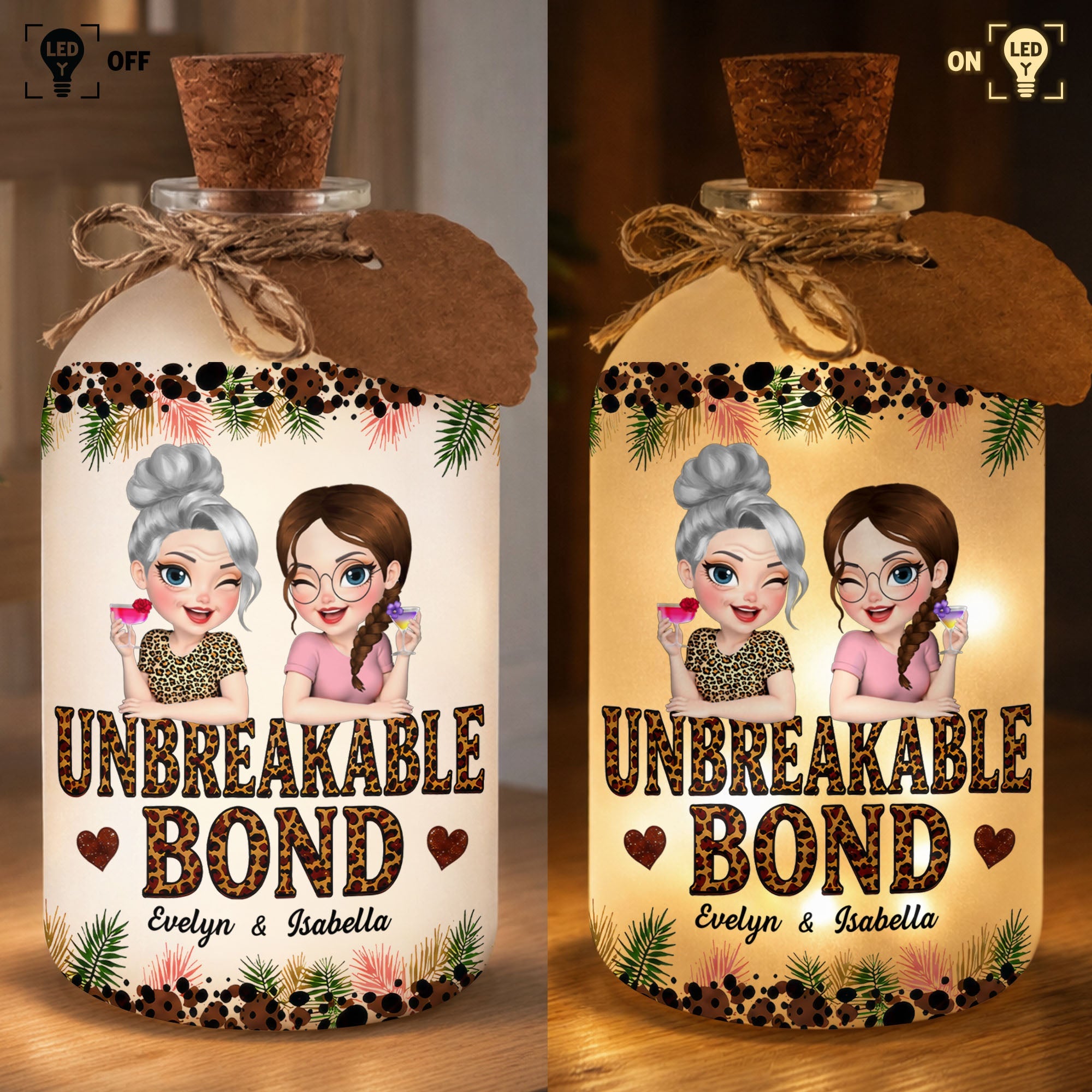 Personalized Short Bottle Light Custom Name Gift for Besties Short Bottle Light GradoCreations