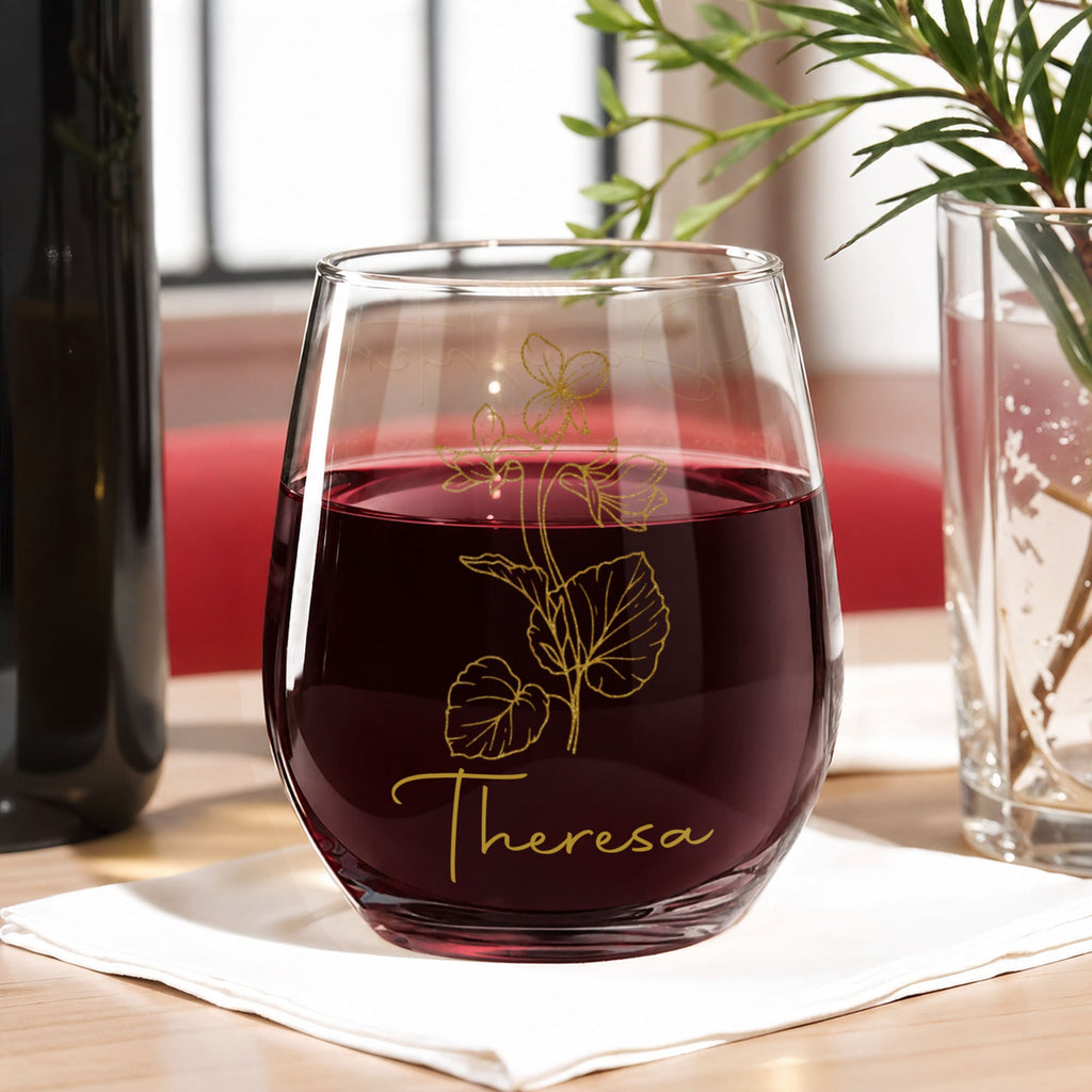 Personalized Stemless Wine Glass Custom Name Gift for Daughter Wine Glasses GradoCreations