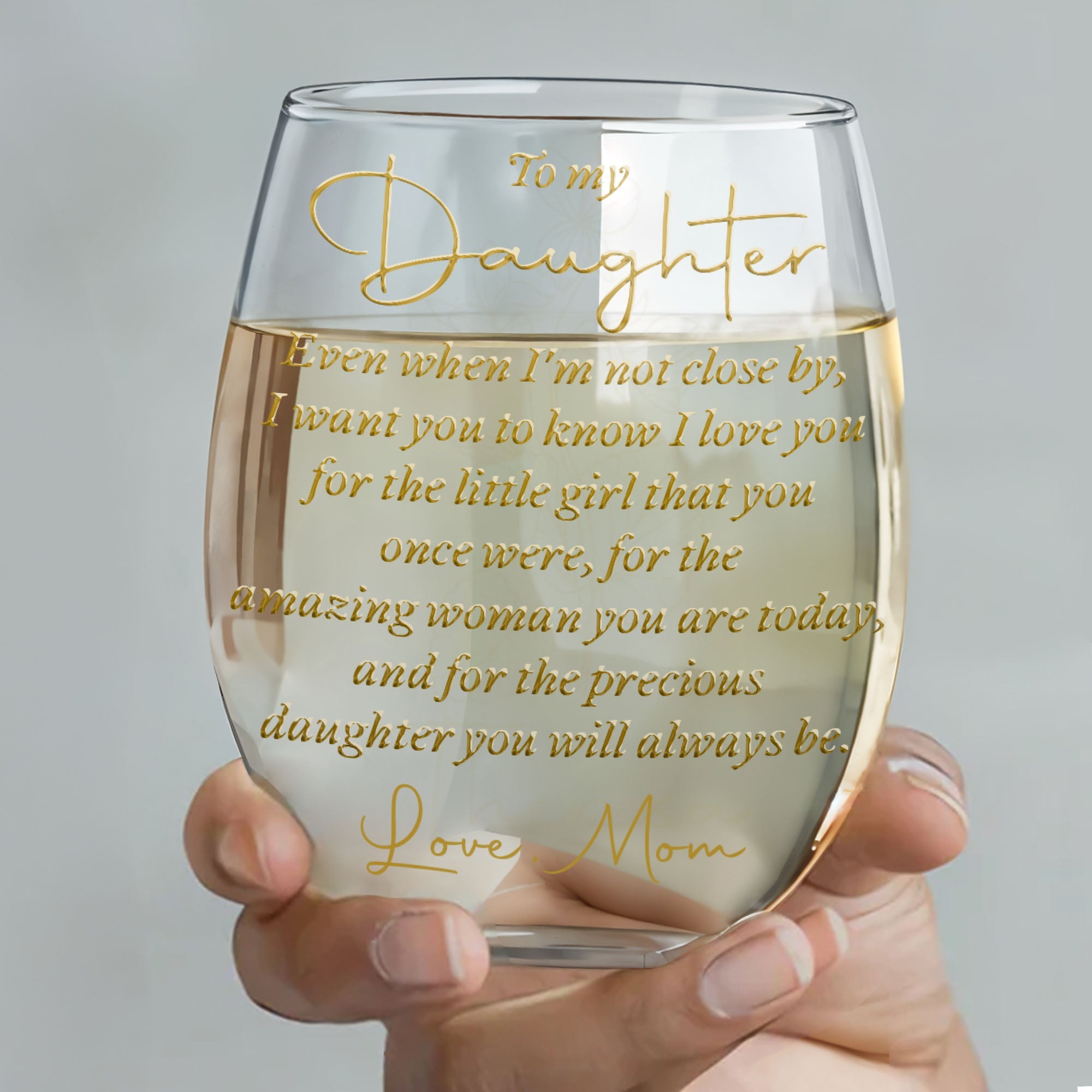 Personalized Stemless Wine Glass Custom Name Gift for Daughter Wine Glasses GradoCreations