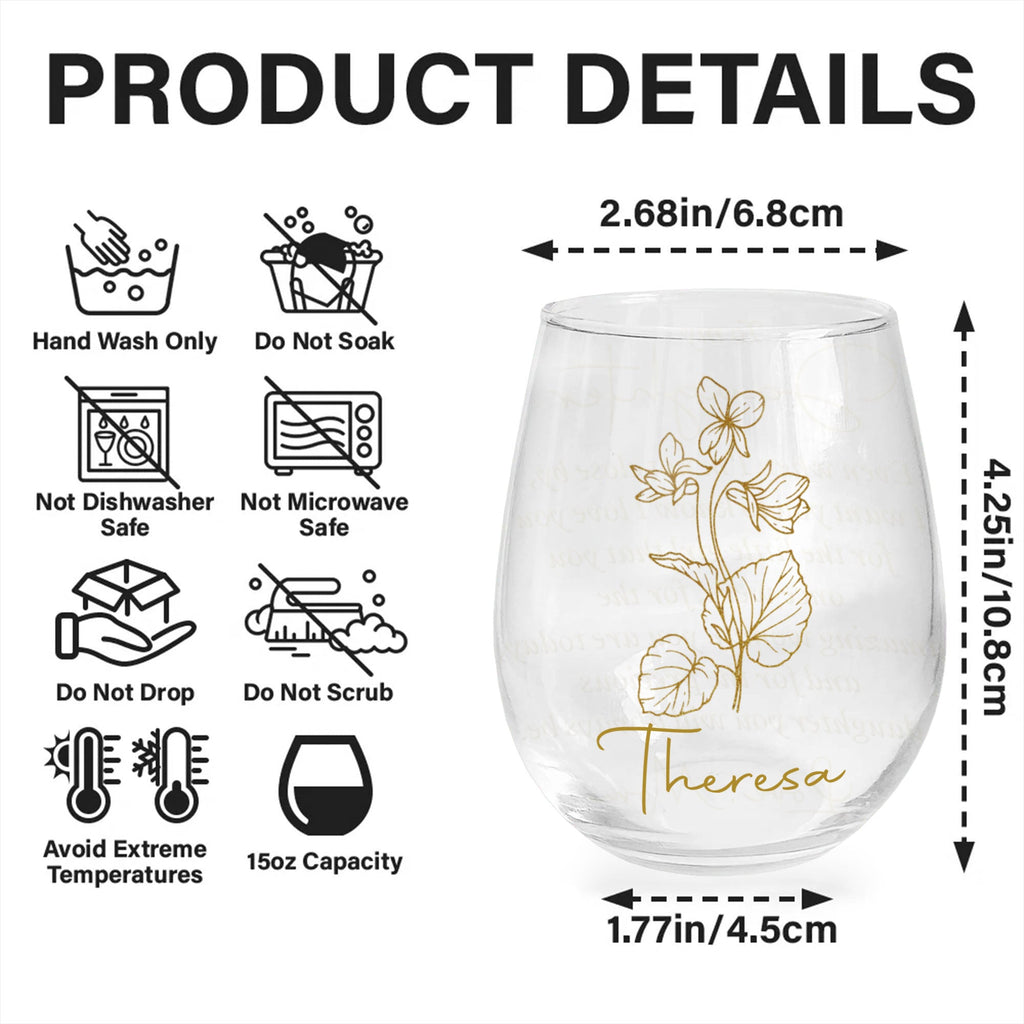 Personalized Stemless Wine Glass Custom Name Gift for Daughter Wine Glasses GradoCreations