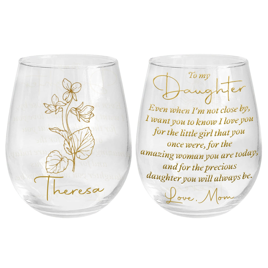 Personalized Stemless Wine Glass Custom Name Gift for Daughter Wine Glasses GradoCreations