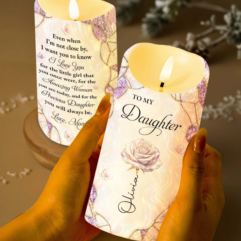 Personalized LED Candle Custom Birth Flower Gift for Daughter LED Candle GradoCreations