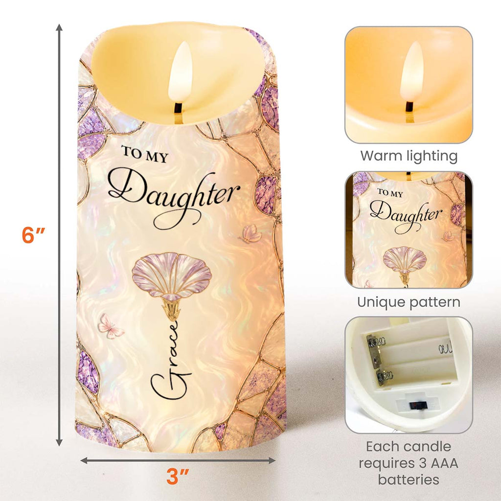 Personalized LED Candle Custom Birth Flower Gift for Daughter LED Candle GradoCreations