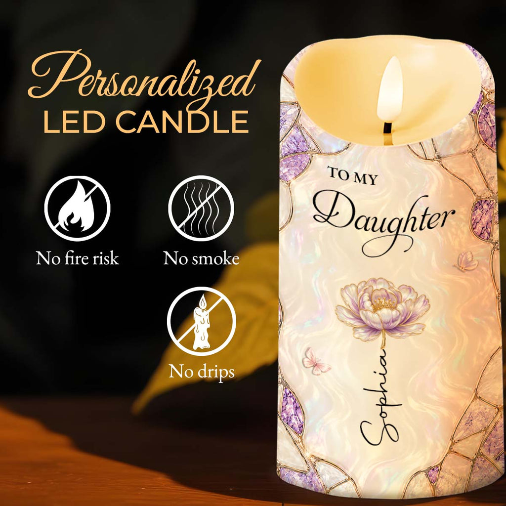 Personalized LED Candle Custom Birth Flower Gift for Daughter LED Candle GradoCreations