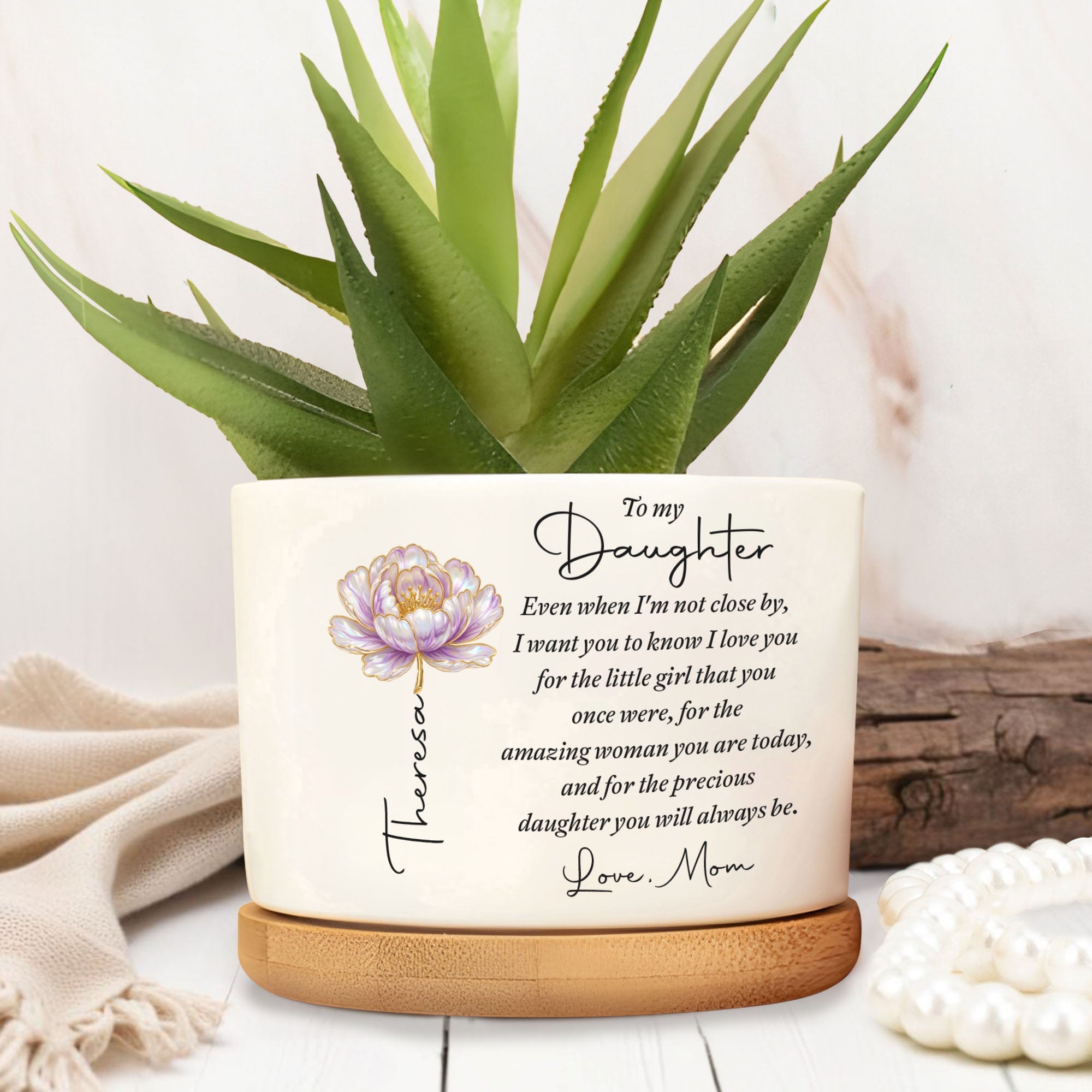 Personalized Ceramic Plant Pot Custom Name for Daughter Gift Ceramic Plant Pot GradoCreations