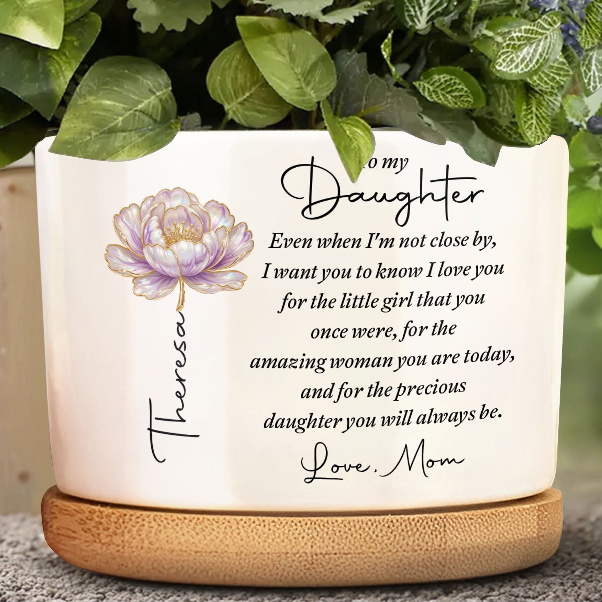Personalized Ceramic Plant Pot Custom Name for Daughter Gift Ceramic Plant Pot GradoCreations