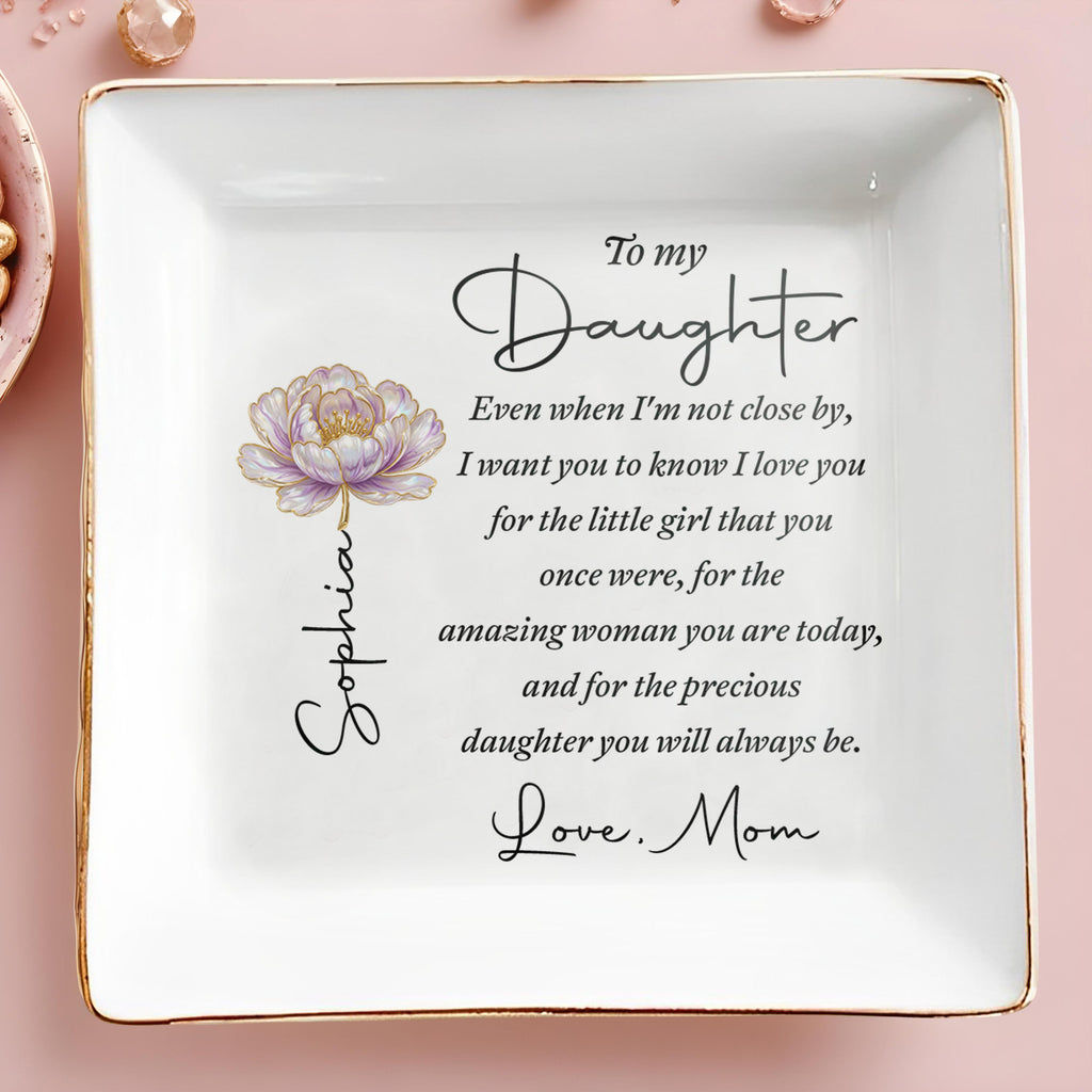 Personalized Ceramic Jewelry Dish Custom Message for Daughter Jewelry Dish GradoCreations
