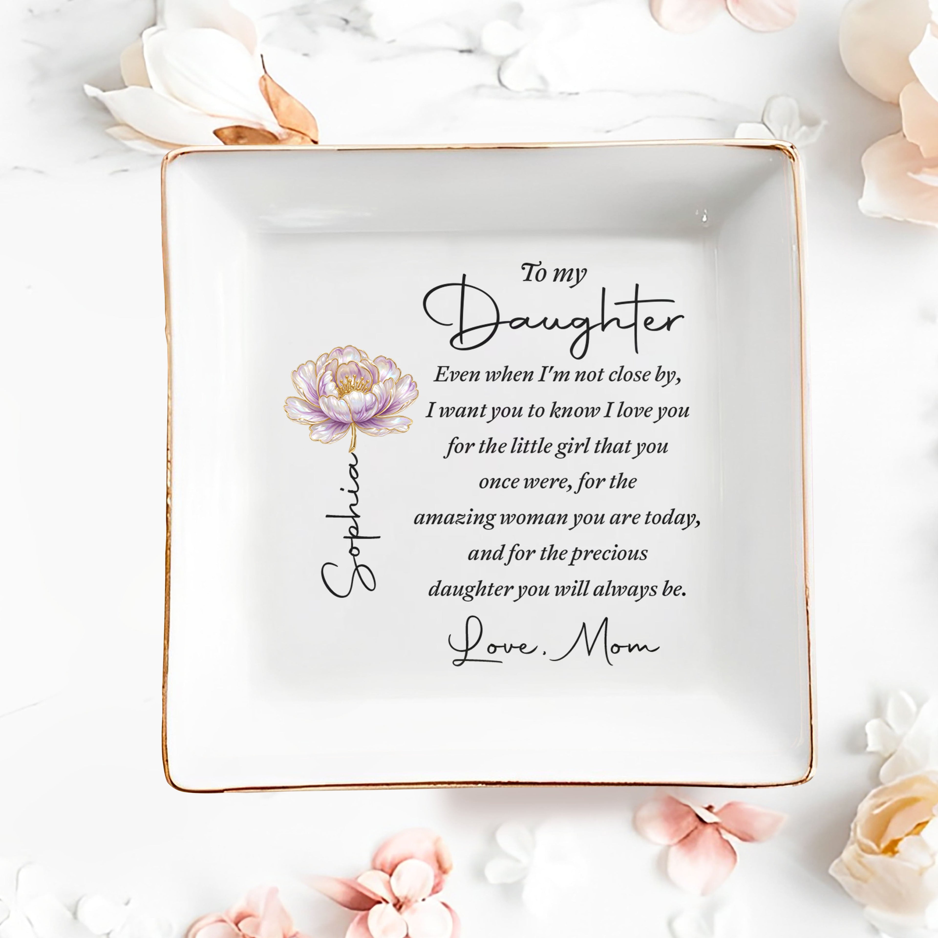 Personalized Ceramic Jewelry Dish Custom Message for Daughter Jewelry Dish GradoCreations