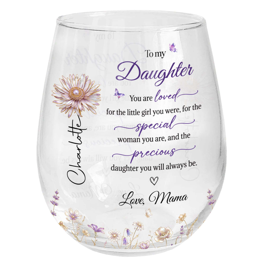Personalized Wine Glass Custom Name Butterfly Floral Gift for Daughter Wine Glasses GradoCreations