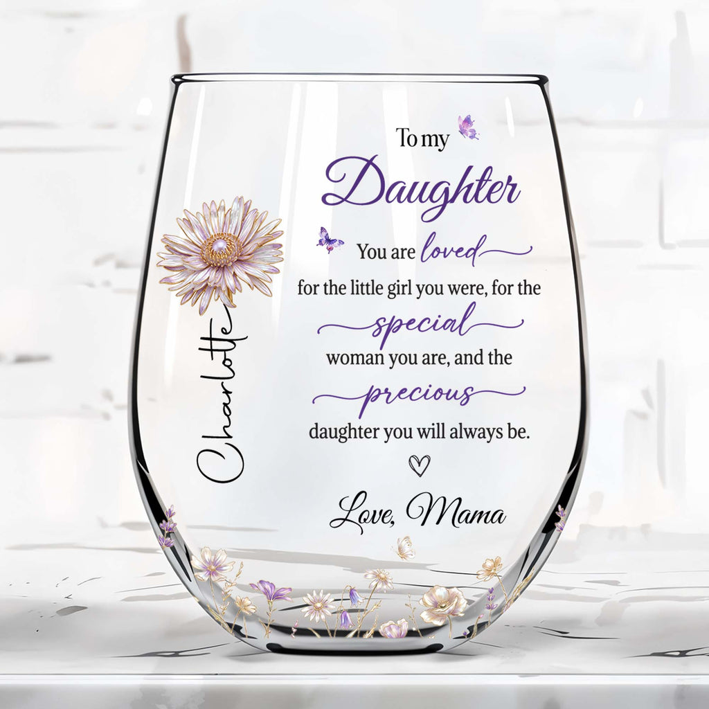 Personalized Wine Glass Custom Name Butterfly Floral Gift for Daughter Wine Glasses GradoCreations